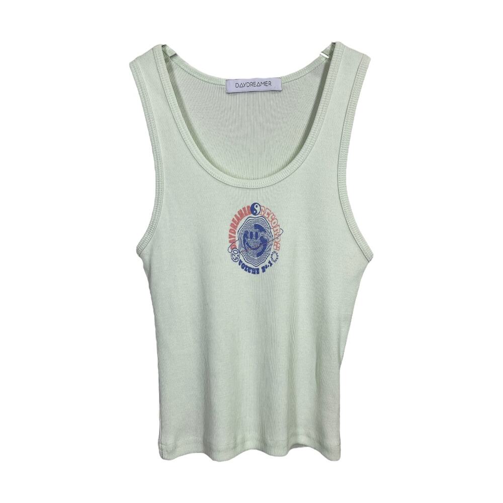 Daydreamer Records Ribbed Tank XS Green Mist Band Graphic Grunge Casual - Picture 2 of 6
